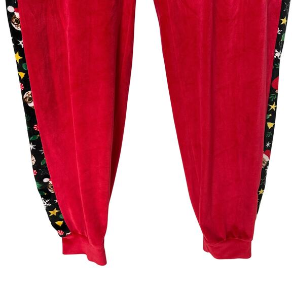 No Boundaries Track Suit Christmas Santa Cat Red Velour Jacket Pants Juniors 11 - Picture 15 of 16